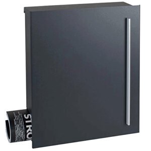 Black letter box with newspaper in it