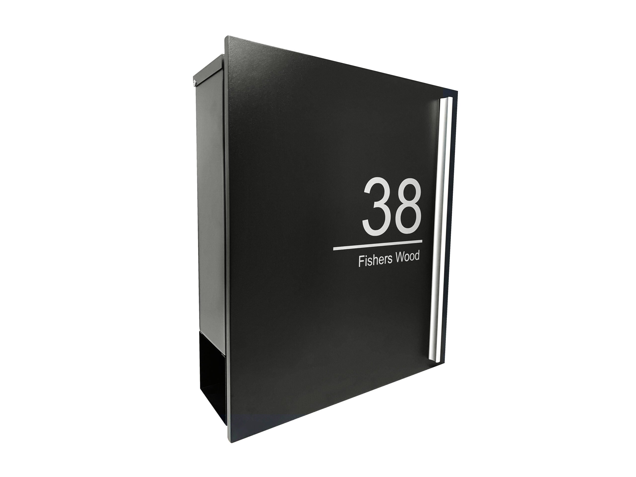 Personalised Letterbox with newspaper holder black medium