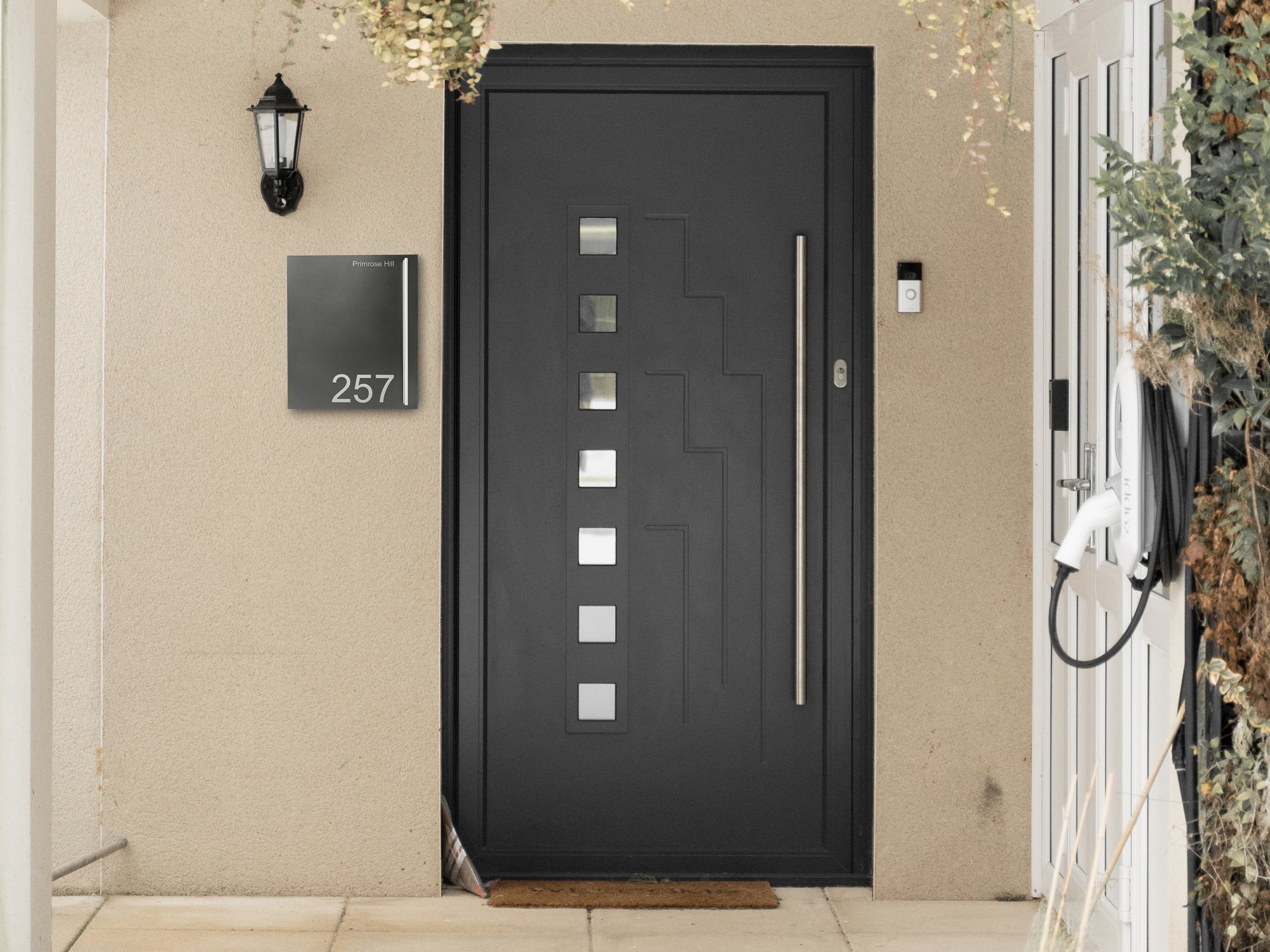Modern front door with letterbox