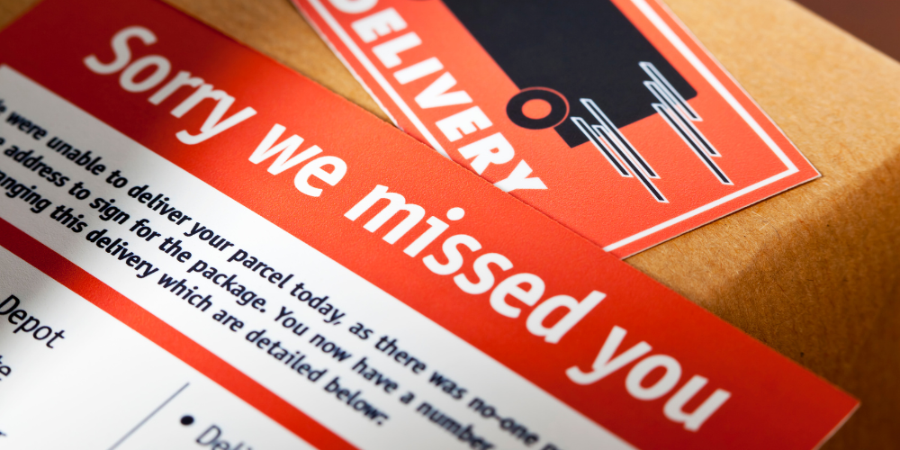 missed delivery note due to no parcel box