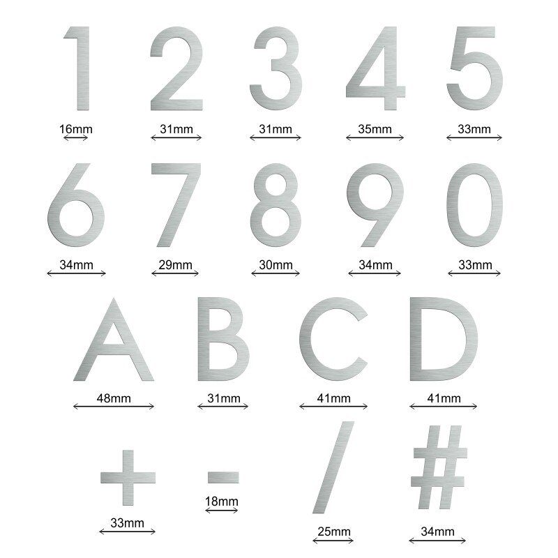 Self Adhesive House Numbers (50mm – Stainless Steel) – Bild 4