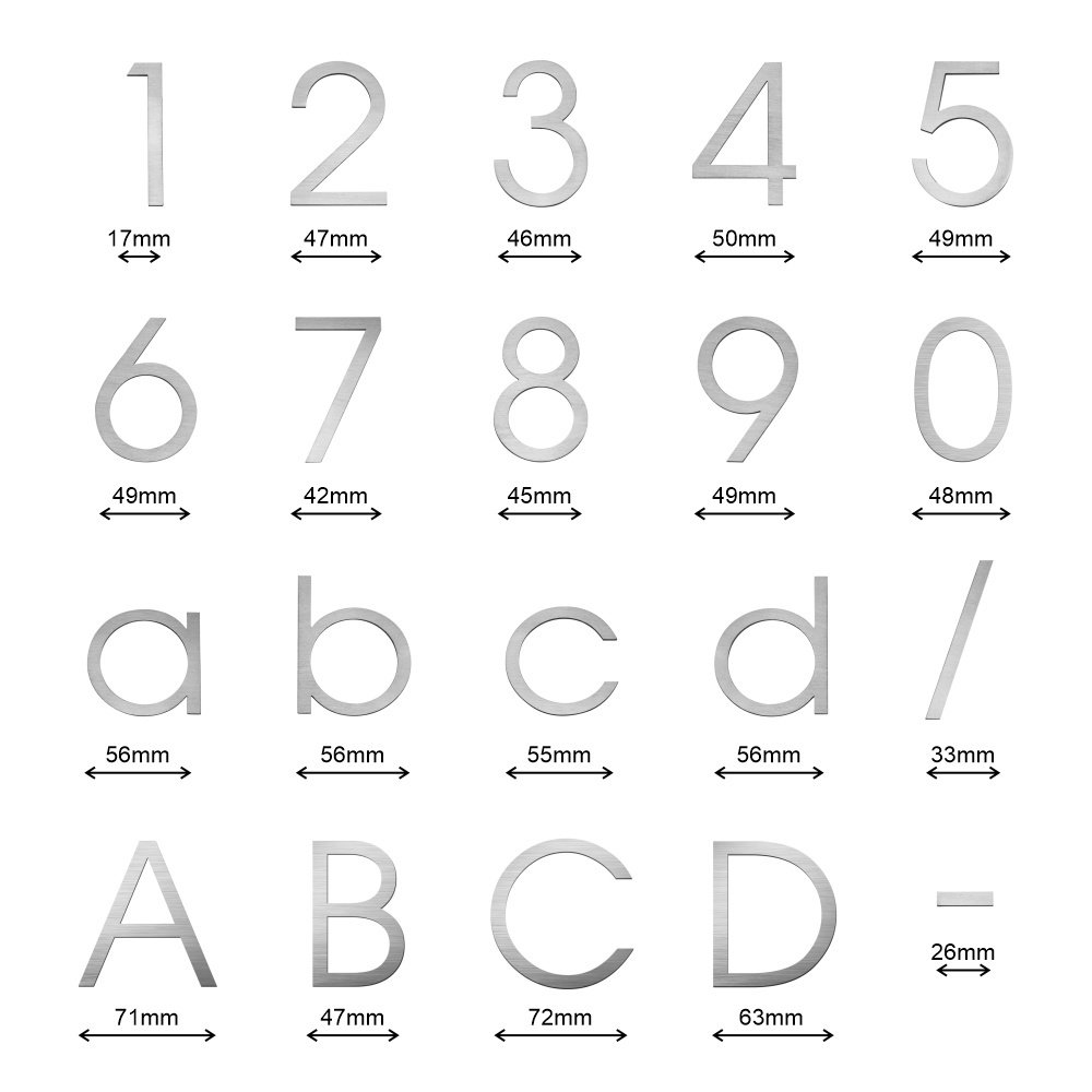 Self Adhesive House Numbers (75mm - Stainless Steel) – Bild 4