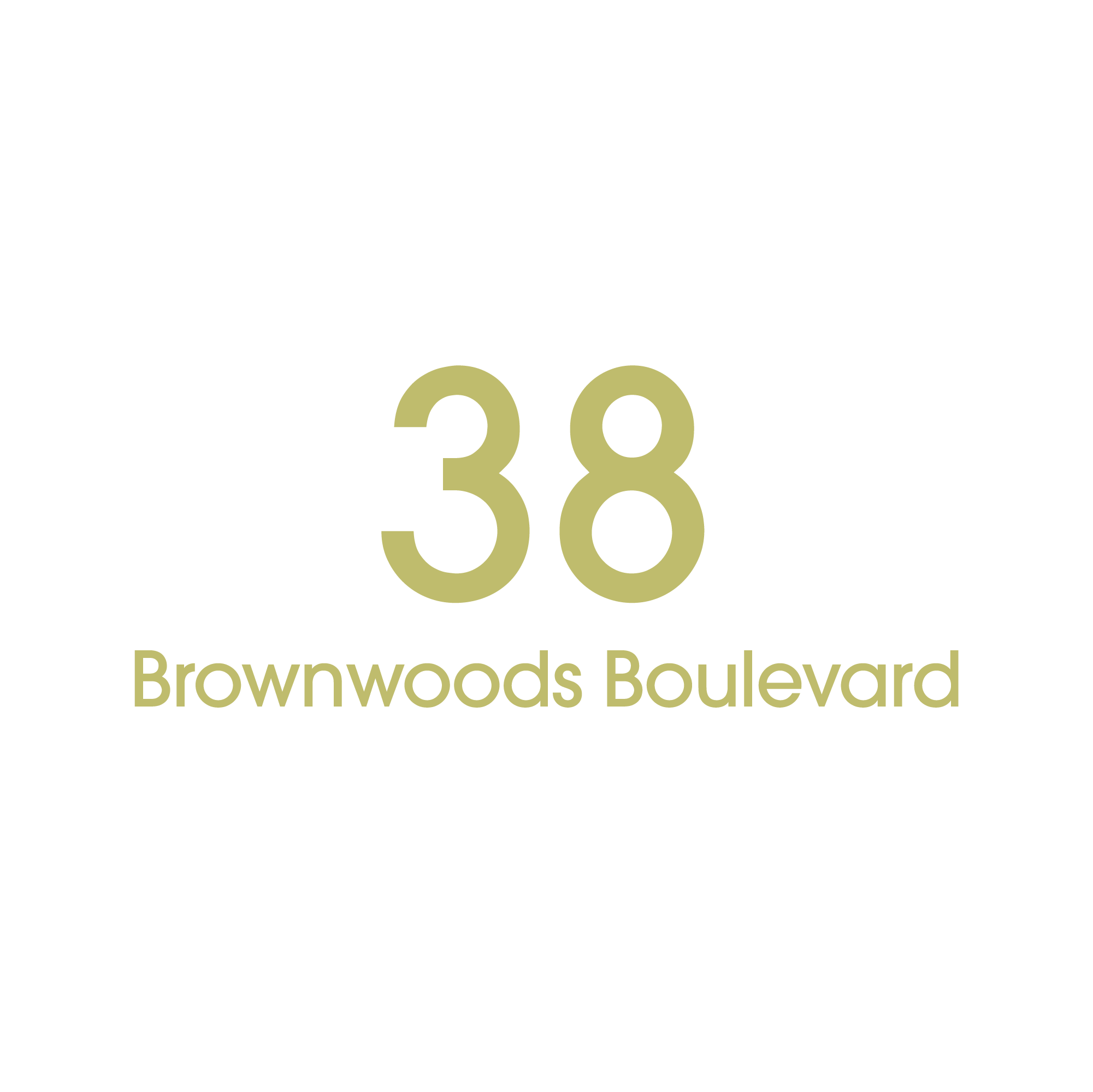 D2 Address Decal Sticker - Large in gold and number in the middle