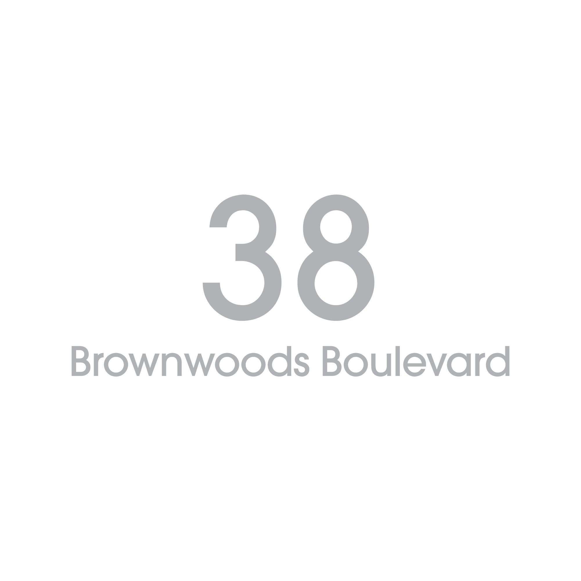 D2 Address Decal Sticker - Large in silver and number in the middle
