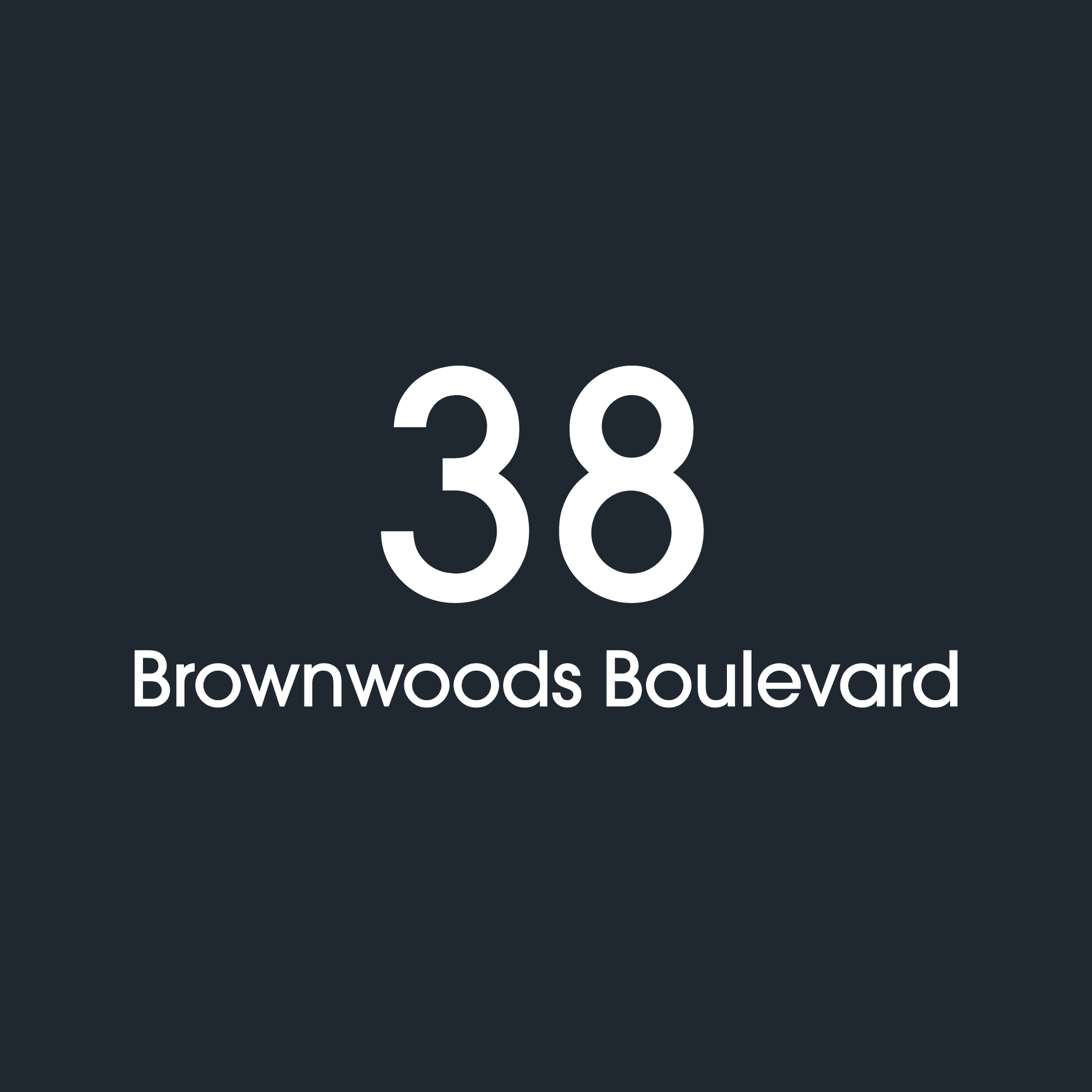 D2 Address Decal Sticker - Large in white and number in the middle