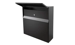 Manilla Wall Mounted Letterbox - Black side view